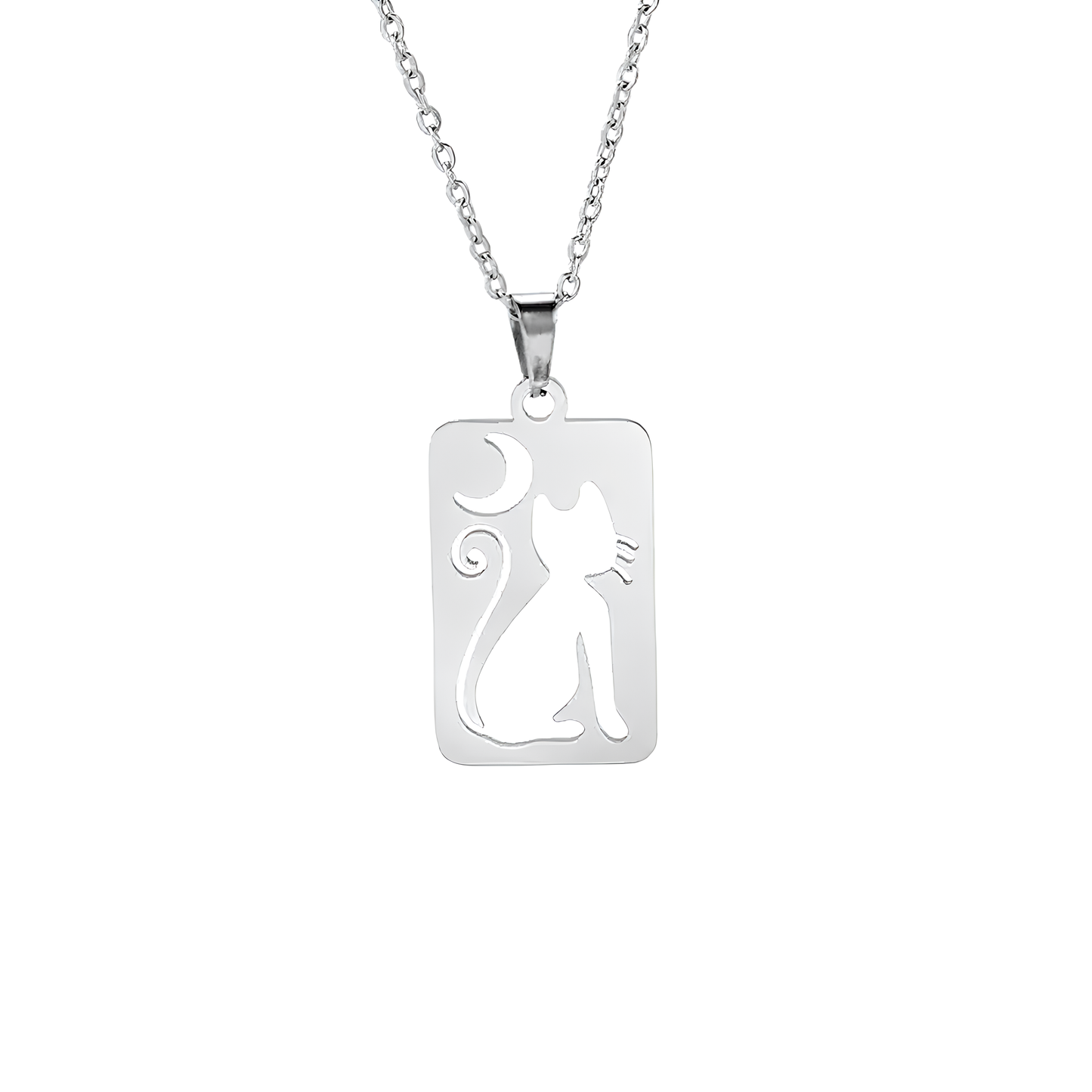 COLLAR CAT MOON SILVER