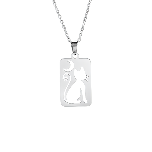 COLLAR CAT MOON SILVER