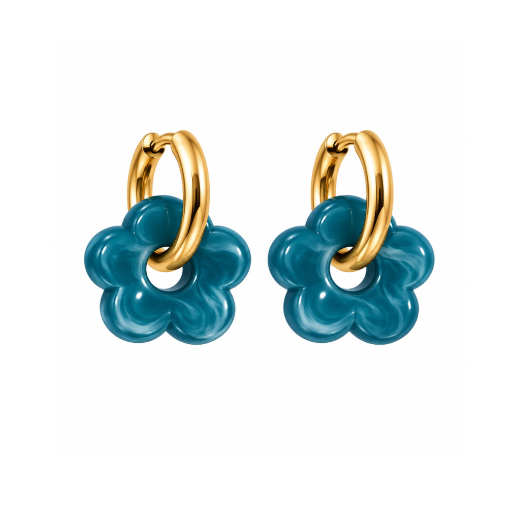 PENDIENTES BLOOM BLUE WHITE