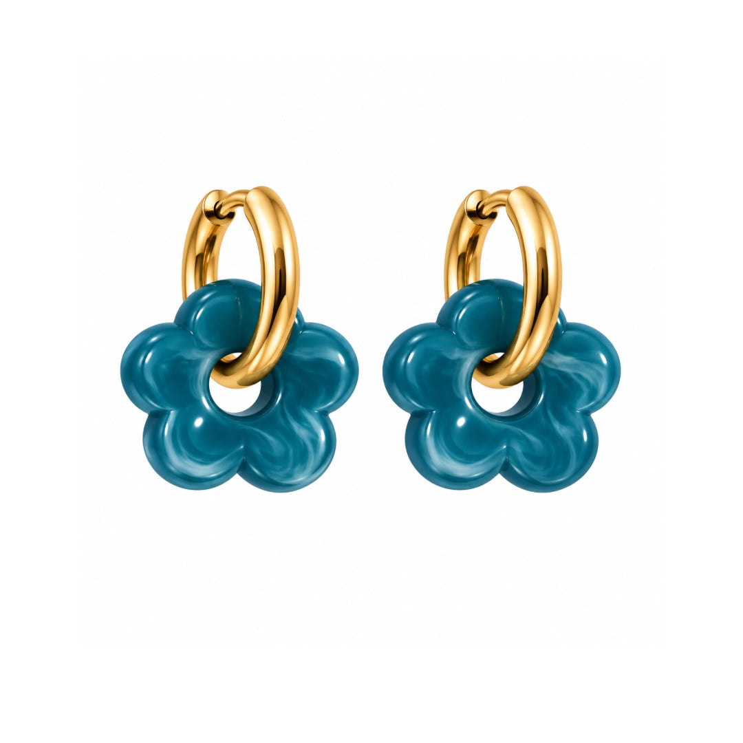 PENDIENTES BLOOM BLUE WHITE