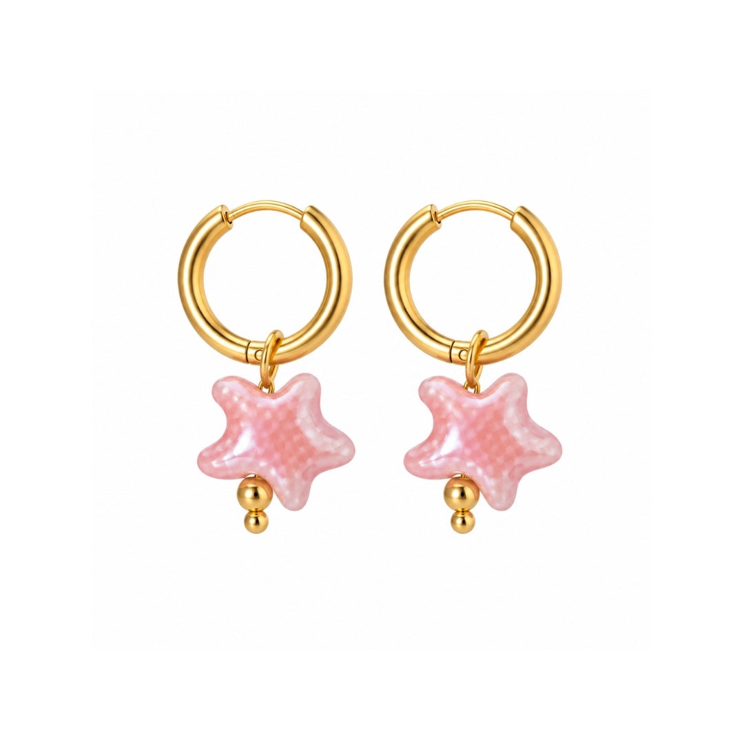 PENDIENTES ESTRELLA ROSA