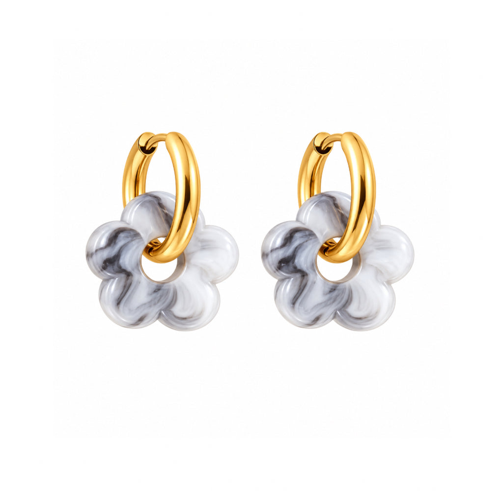 PENDIENTES BLOOM GRAY WHITE