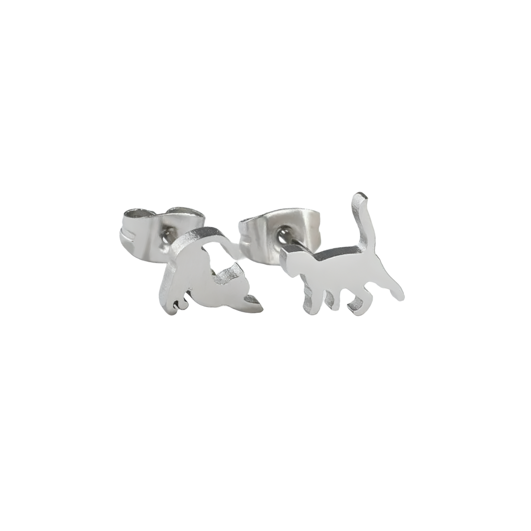 PENDIENTES MINI CAT SILVER